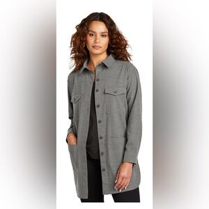 Women's Long Sleeve Twill Overshirt in Gray. Size: XS